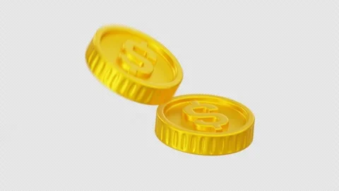 Bouncing 3D Gold Coins Animation, Alpha Channel Stock Footage 313165614