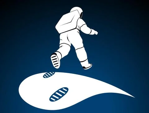 Bouncing astronaut over surface of planet Stock Illustration