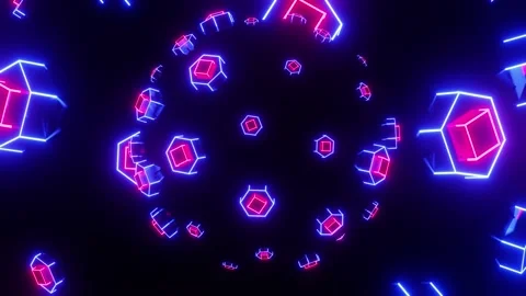 Bouncing Ball with neon glow 4K Stock Footage 153896019