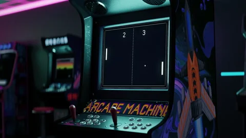 Bouncing Ball Off Paddle To Break Bricks In Fun Game On Classic Arcade Machine Stock Footage 232548458
