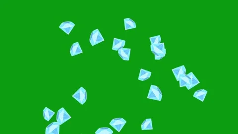 Bouncing up blue diamonds motion graphics with  green screen background Stock Footage 317173685