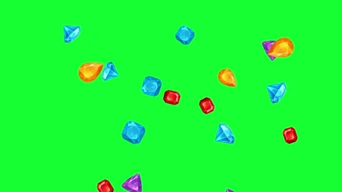 Bouncing up colorful diamonds motion graphics with green screen background Stock Footage 319738727