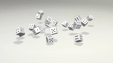 Bouncing dice - slow motion, white dice Stock Footage 64163014