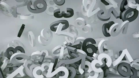 Bouncing falling random 3d numbers filling the screen Stock Footage 117313427