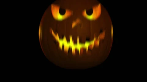 Bouncing Halloween Jack-o'-lantern Isolated Over Black with Alpha Matte - 3D Stock Footage 141701905