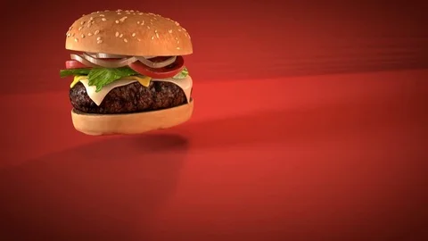 Bouncing Hamburger Stock Footage 71474205