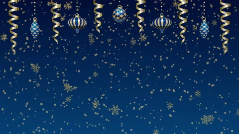 Bouncing hanged christmas balls and ribbons animation - Blue Stock Footage 163348962