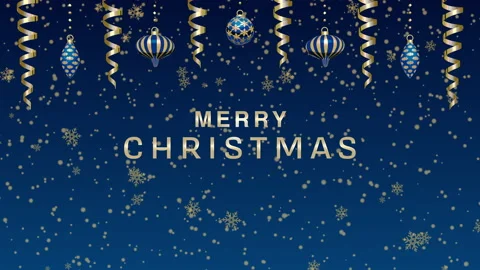 Bouncing hanged christmas balls and ribbons animation - Blue, greeting words Stock Footage 163350700