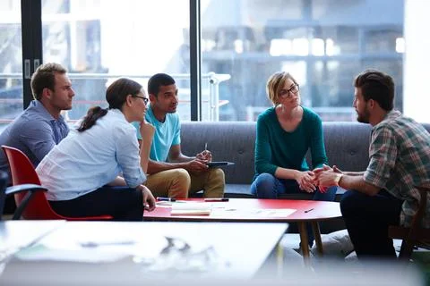 Bouncing ideas off each other. Shot of a creative businesspeople in the office. Stock Photos