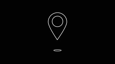 Bouncing location marker icon, isolated on black and white backgrounds Stock Footage 139533242