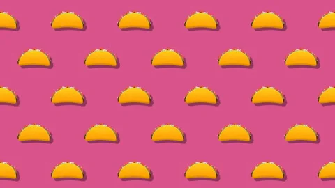 Bouncing Mexican Tacos Pattern Loop On Pink Background Stock Footage 302959292