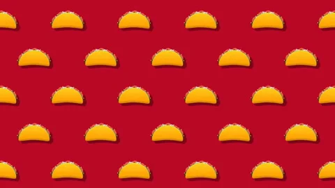 Bouncing Mexican Tacos Pattern Loop On Red Background Stock Footage 302959297