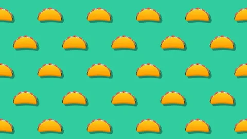 Bouncing Mexican Tacos Pattern Loop On Blue Background Stock Footage 302959312