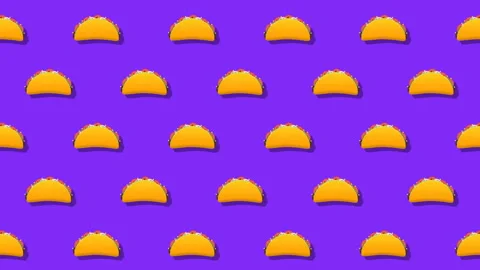 Bouncing Mexican Tacos Pattern Loop On Purple Background Stock Footage 302959313