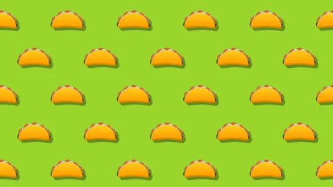 Bouncing Mexican Tacos Pattern Loop On Green Background Stock Footage 302959322