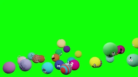 Bouncing multi colored emoticon balls - looping 3d animation Stock Footage 74166800