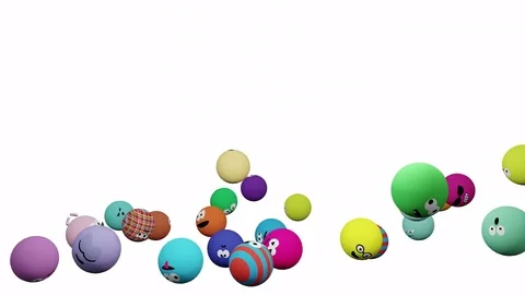 Bouncing multi colored emoticon balls - looping 3d animation Stock Footage 74167036