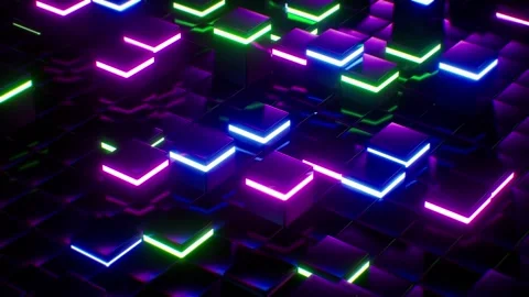 Bouncing Neon Light Square Sticks Background VJ Loop Stock Footage 265246378