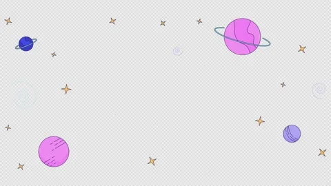 Bouncing planets and blinking stars in space cartoon animation Stock Footage 301892420