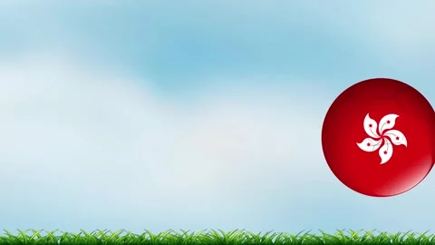 Bouncing Red Ball with White Flower Icon Over Green Grass Field Stock Footage 341716115