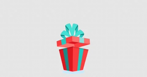 Bouncing red gift box isolated cartoon video.  Alpha channel Stock Footage 146529859