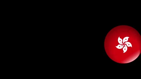 Bouncing Red Spheres with Hong Kong Flag Pattern on Black Background Stock Footage 339988198