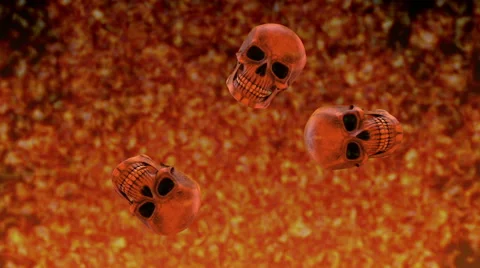 Bouncing Skulls with Background Inferno - 4K Resolution Ultra HD Stock Footage 41669239