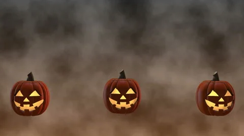 Bouncing Smiling Halloween Jack-o'-Lanterns Stock Footage 40911094