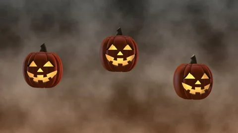 Bouncing Smiling Halloween Jack-o'-Lanterns - 4K Resolution Ultra HD Stock Footage 41371067