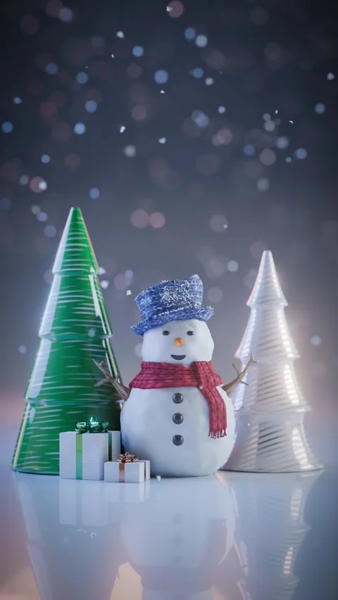 A bouncing snowman in a festive, snowy setting. A looped video in a vertica.. Stock Footage 295656421