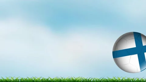 Bouncing Soccer Ball with Blue Cross Pattern on Grass Field Stock Footage 339992744