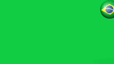 Bouncing Soccer Ball with Brazil Flag Pattern on Green Background Stock Footage 339402082