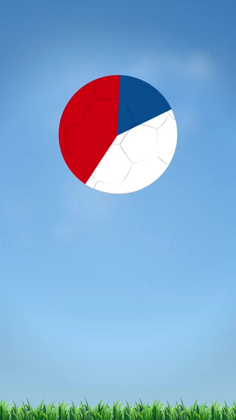 Bouncing Soccer Ball with Czech Republic Flag Colors Over Grass Stock Footage 340258897