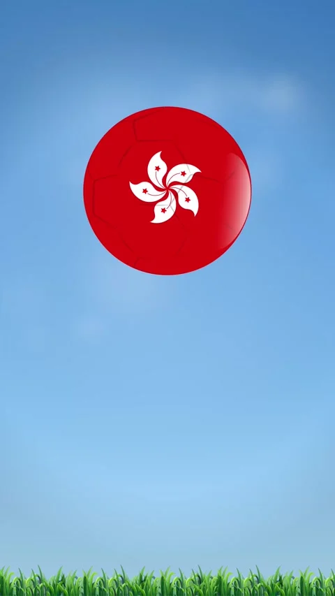Bouncing Soccer Ball with Hong Kong Flag Pattern on Grass Background Stock Footage 341908186