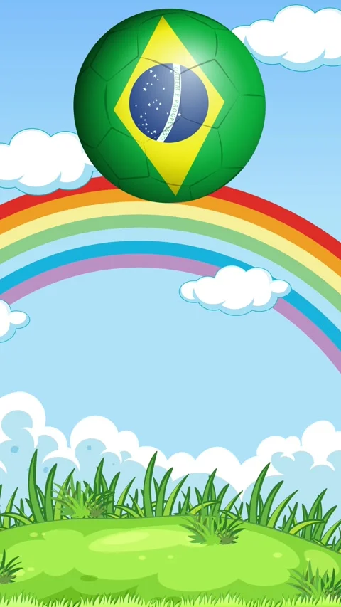 Bouncing Soccer Ball with National Flag Pattern in Cartoon Landscape Video stock 342468042