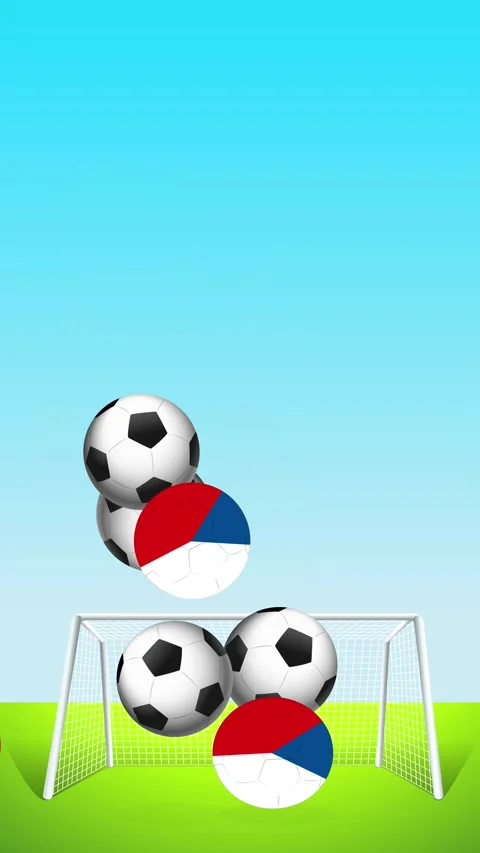 Bouncing Soccer Balls and Czech Republic Flag Balls on Field Stock Footage 341462073