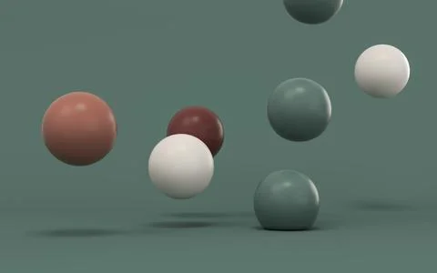 Bouncing soft balls with green background, 3d rendering. Stock Illustration