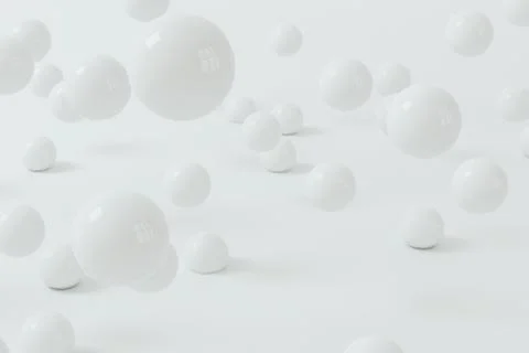 Bouncing soft balls with white background, 3d rendering. Stock Illustration