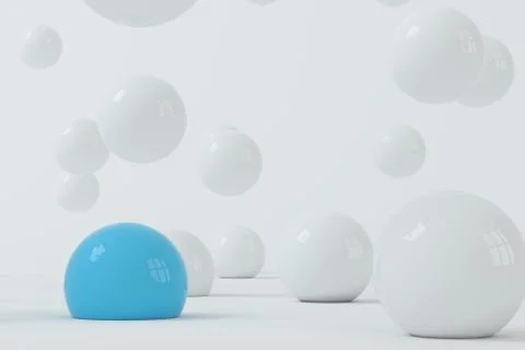 Bouncing soft balls with white background, 3d rendering. Stock Illustration