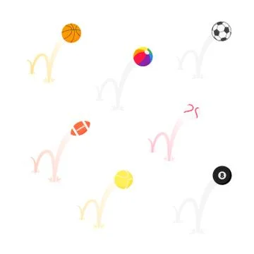 Bouncing sport game balls flat style design vector illustration Stock Illustration
