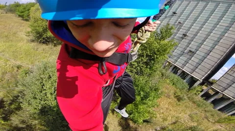 The bouncing swinging on a rope after the jump shot in the first person Stock Footage 68069132