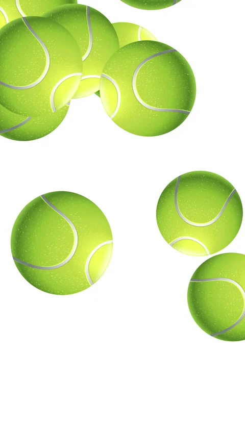 Bouncing Tennis Balls Animation on White Background Vertical Video Видео 343836711