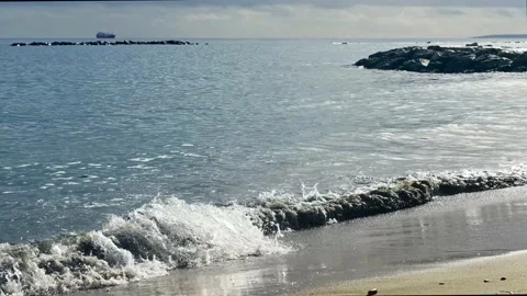 Bouncing waves on the Mediterranean Sea in Limassol, Cyprus Stock Footage 226800161