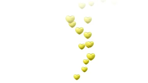 Bouncing Yellow Hearts Animation. Romantic Background. Visual Effect. 4K 動画素材 196219416