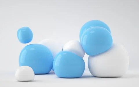 Bouncy and abstract balls, 3d rendering. Illustrazione stock