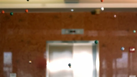 Bouncy balls in lobby Stock Footage 89207745