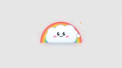 Bouncy Cartoon Cloud Character with a Cheerful Blinking Face drifting 4K Alpha Stock Footage 346594687