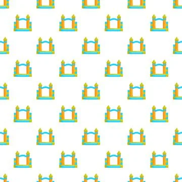 Bouncy castle repeating seamless pattern for kids recreation Stock Illustration