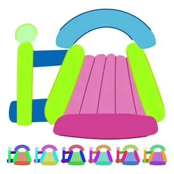 Bouncy inflatable castle vector cartoon graphic Illustration