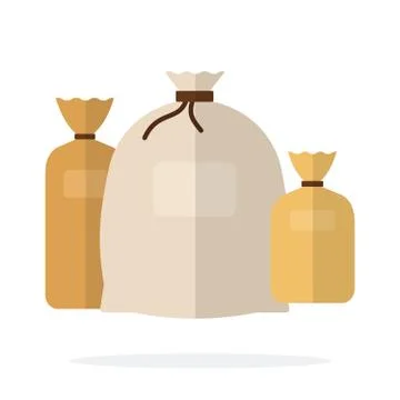 Bound bags of different sizes flat isolated Stock Illustration